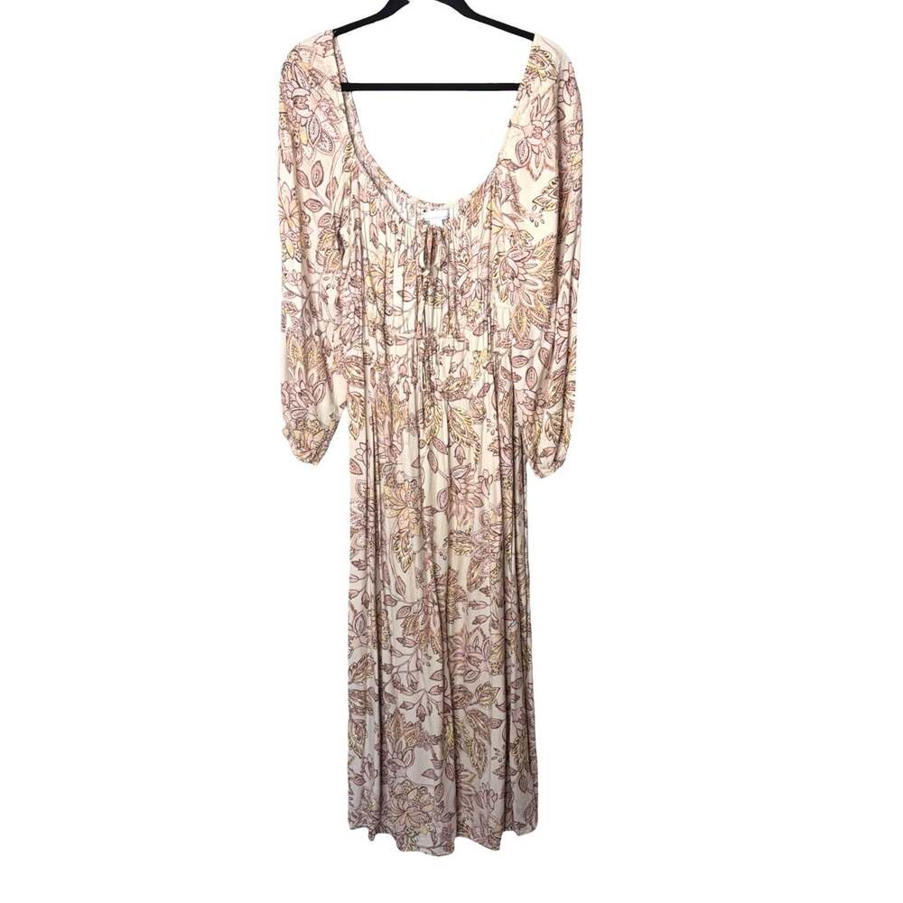 Fourteenth Place ibvory Floral Puff Sleeve Maxi Dress Cotton Women’s Size XL